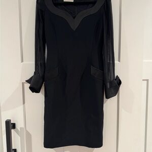 Nipon Boutique Black Dress with Sheer‎ Sleeves